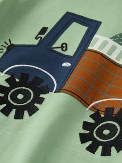 Polarn O. Pyret Kids' Long Sleeve Truck Print Top, Green - view 2, Green
