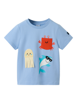 Polarn O. Pyret Kids' Short Sleeve T-Shirt, Blue, Blue