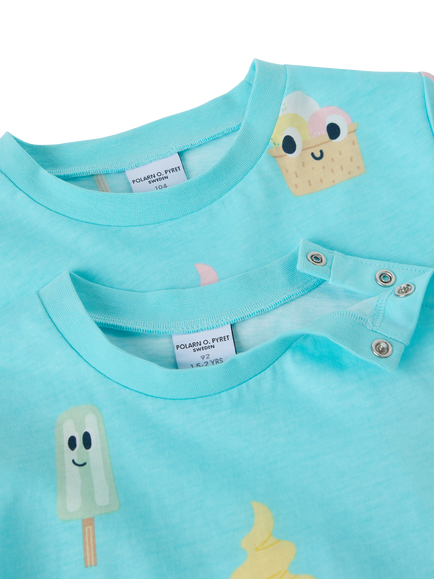 Polarn O. Pyret Kids' Short Sleeve Ice Cream Print T-Shirt, Blue - view 2, Blue