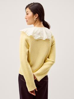 Monsoon Cary Lace Cardigan, Yellow - view 2, Yellow