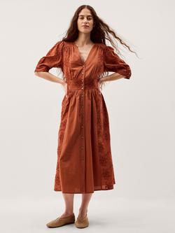 Monsoon Harika Floral Shirt Dress, Brown, Brown