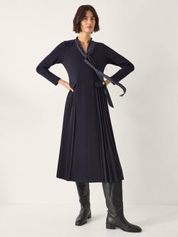 Monsoon Jessie Dress & Polka Dot Scarf Set, Navy, Navy