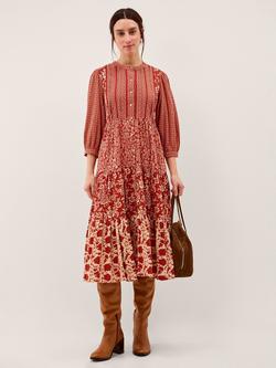Monsoon Palmer Floral Shirt Dress, Red, Red