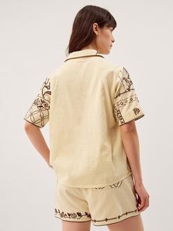 Monsoon Carly Tropical Embroidered Shirt, Ivory - view 2, Ivory