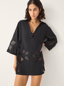 Monsoon Joanna Cutwork Beach Shirt, Black