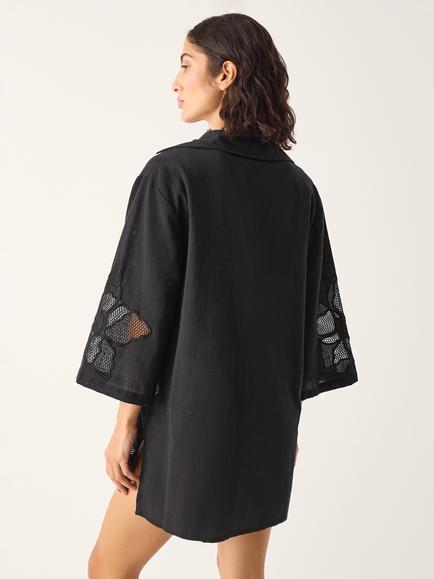 Monsoon Joanna Cutwork Beach Shirt - view 2, Black