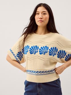 Monsoon Safi Shell Knit Jumper, Ivory, Ivory