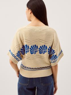 Monsoon Safi Shell Knit Jumper, Ivory - view 2, Ivory