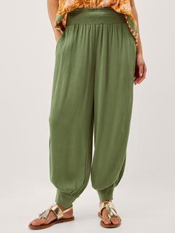 Monsoon Reese Crinkle Harem Trousers, Khaki, Khaki