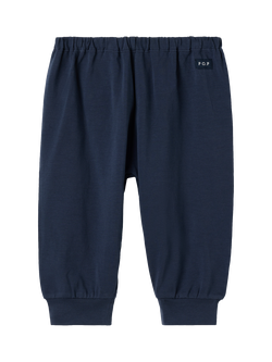 Polarn O. Pyret Baby Cotton Blend Plain Trousers, Mood Indigo, Mood Indigo