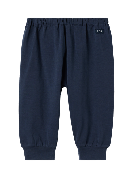 Polarn O. Pyret Baby Cotton Blend Plain Trousers, Mood Indigo, Mood Indigo
