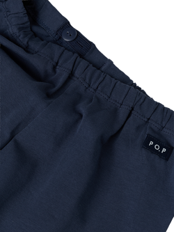 Polarn O. Pyret Baby Cotton Blend Plain Trousers, Mood Indigo - view 2, Mood Indigo