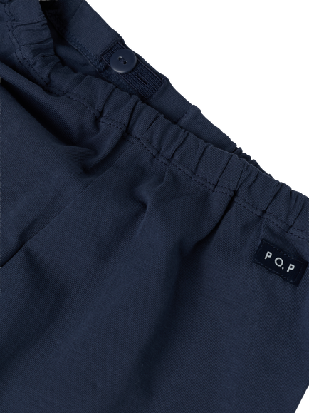 Polarn O. Pyret Baby Cotton Blend Plain Trousers, Mood Indigo - view 2, Mood Indigo