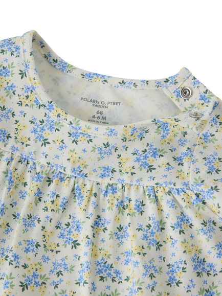 Polarn O. Pyret Baby Floral Dress, Blue - view 2, Blue