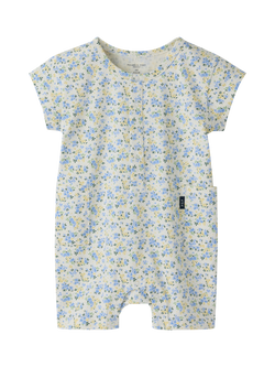 Polarn O. Pyret Baby Floral Romper, Blue, Blue
