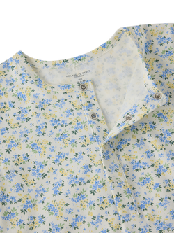 Polarn O. Pyret Baby Floral Romper, Blue - view 2, Blue