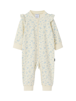 Polarn O. Pyret Baby Floral Ruffle Romper, Yellow, Yellow