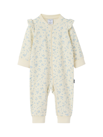 Polarn O. Pyret Baby Floral Ruffle Romper, Yellow, Yellow