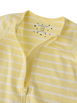 Polarn O. Pyret Baby Striped Short Sleepsuit, Yellow - view 2, Yellow