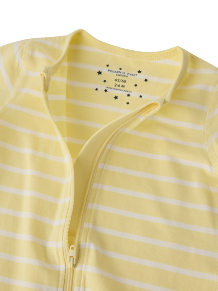 Polarn O. Pyret Baby Striped Short Sleepsuit, Yellow - view 2, Yellow