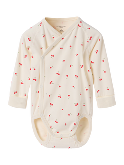 Polarn O. Pyret Baby Extendable Cherry Print Bodysuit, White, White
