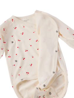 Polarn O. Pyret Baby Extendable Cherry Print Bodysuit, White - view 2, White