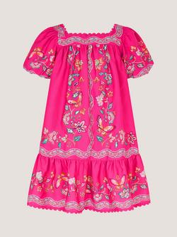 Monsoon Kids' Ariella Sequin Scallop Trim Dress, Pink, Pink