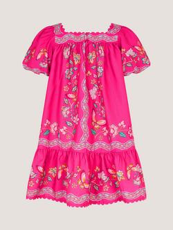 Monsoon Kids' Ariella Sequin Scallop Trim Dress, Pink - view 2, Pink