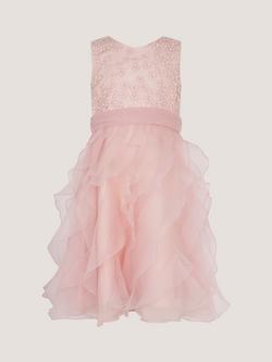 Monsoon Kids' Daisy Embroidered Ruffle Party Dress, Pink - view 2, Pink