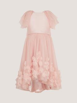 Monsoon Kids' Eden Appliqué Rose Tulle Dress, Dusky Pink - view 2, Dusky Pink