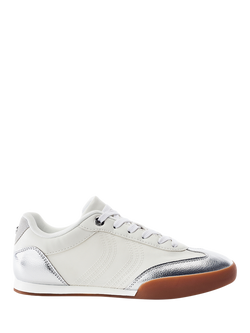 Moda in Pelle Aromaa Porvair Lace Up Trainers, Silver, Silver