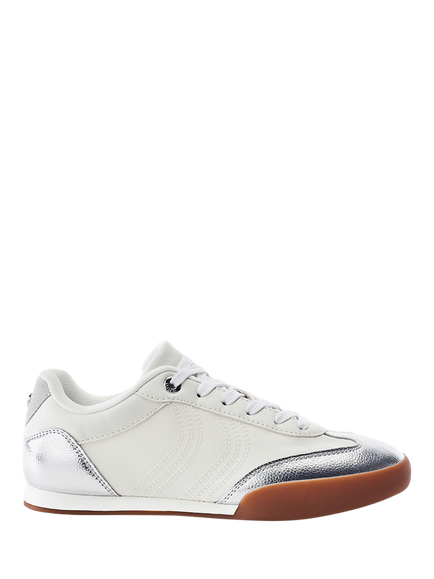 Moda in Pelle Aromaa Porvair Lace Up Trainers, Silver, Silver