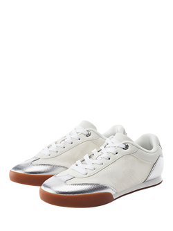 Moda in Pelle Aromaa Porvair Lace Up Trainers, Silver - view 2, Silver