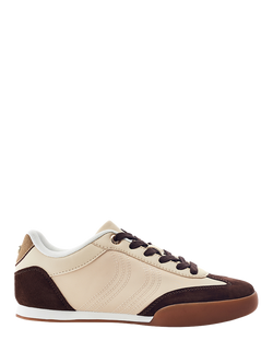 Moda in Pelle Aromaa Porvair Lace Up Trainers, Taupe, Taupe