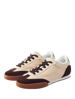 Moda in Pelle Aromaa Porvair Lace Up Trainers, Taupe - view 2, Taupe