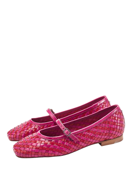 Moda in Pelle Eyana Woven Leather Mary Janes, Red Pink - view 2, Red Pink