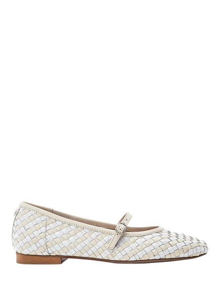 Moda in Pelle Eyana Woven Leather Mary Janes, White, White
