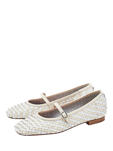 Moda in Pelle Eyana Woven Leather Mary Janes, White - view 2, White
