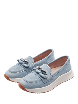 Moda in Pelle Sorrento Suede Hybrid Loafers, Light Blue - view 2, Light Blue