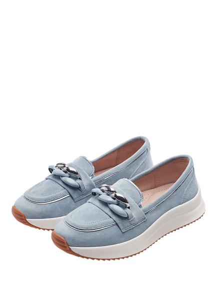 Moda in Pelle Sorrento Suede Hybrid Loafers, Light Blue - view 2, Light Blue
