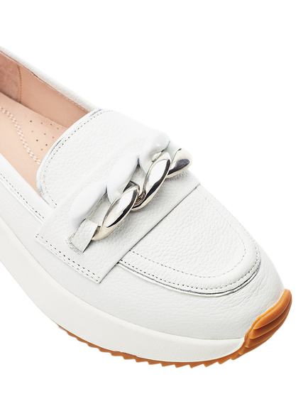 Moda in Pelle Sorrento Leather Hybrid Loafers, White - view 2, White