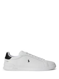 Polo Ralph Lauren Heritage Court II Leather Trainers, White/Black, White/Black