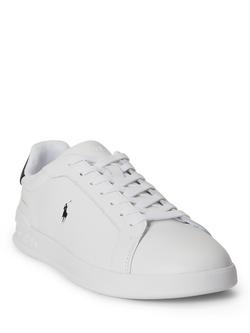Polo Ralph Lauren Heritage Court II Leather Trainers, White/Black - view 2, White/Black