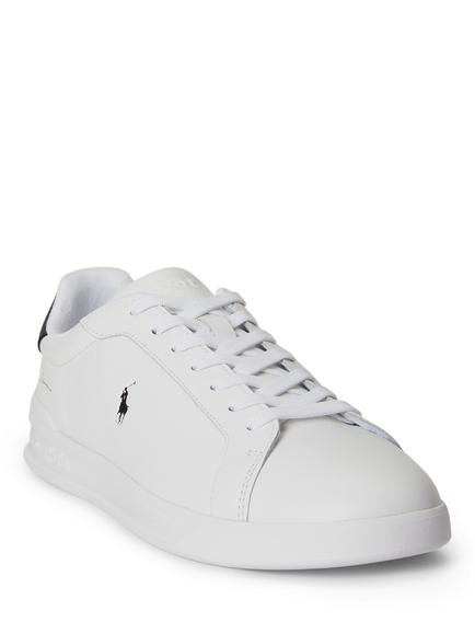 Polo Ralph Lauren Heritage Court II Leather Trainers, White/Black - view 2, White/Black