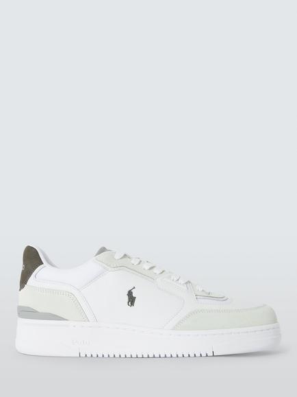 Polo Ralph Lauren Open Master Leather Trainers, White Grey, White Grey