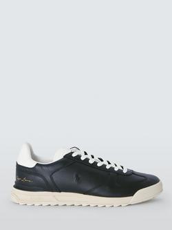 Polo Ralph Lauren Varick Leather Trainers, Black, Black
