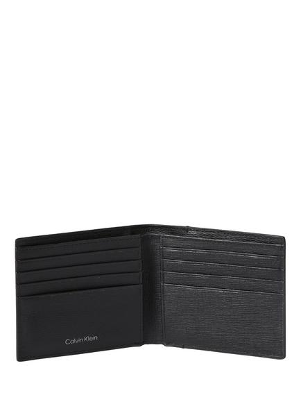 Calvin Klein Emblem Leather Wallet, Black - view 2, Black