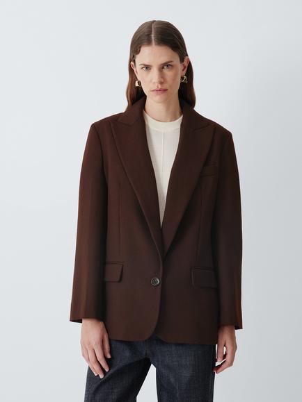 J. Lewis Wool Sculpted Sleeve Blazer, Chocolate, Chocolate