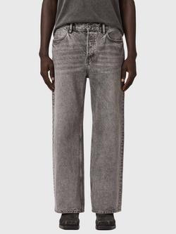 AllSaints Lenny Mid Rise Wide Leg Jeans, Brown, Washed Grey