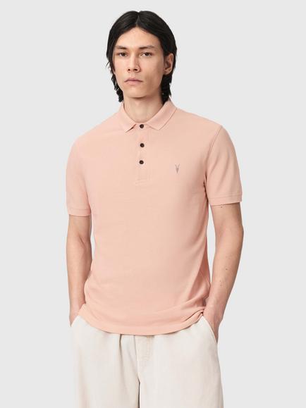 AllSaints Reform Short Sleeve Polo Shirt, Blushed Pink